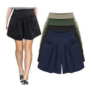 Loose Soft Cotton Wide Leg Pocket Shorts (Buy two free shipping)