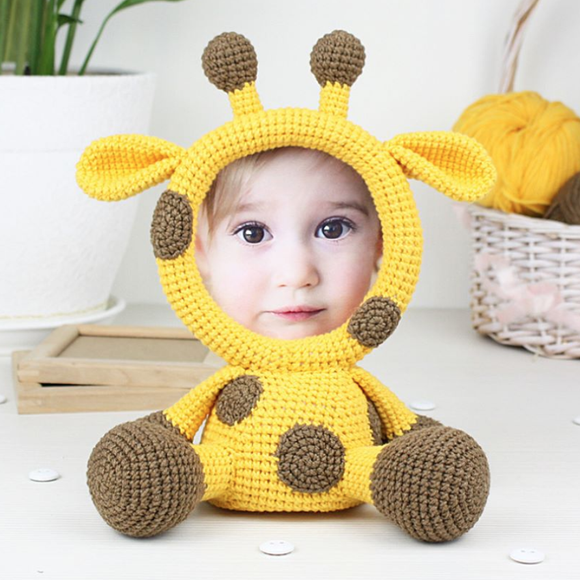 Inspire Uplift Knitted Animals Photo Frame Giraffe Crochet Animals Photo Frame