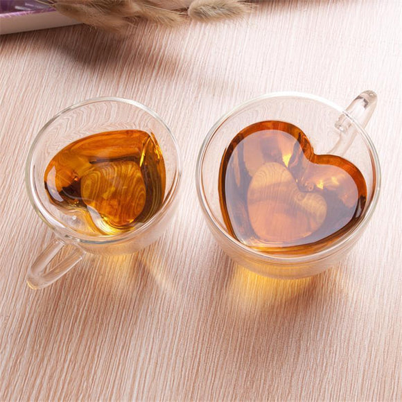 Romantic Double Wall Heart Glass Mug-TrendyVibes.CO