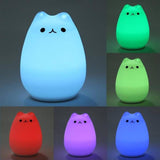 Rechargeable Silicone Kitty Cat Lamp with 7 Colors LED Night Light-TrendyVibes.CO