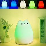 Rechargeable Silicone Kitty Cat Lamp with 7 Colors LED Night Light-TrendyVibes.CO